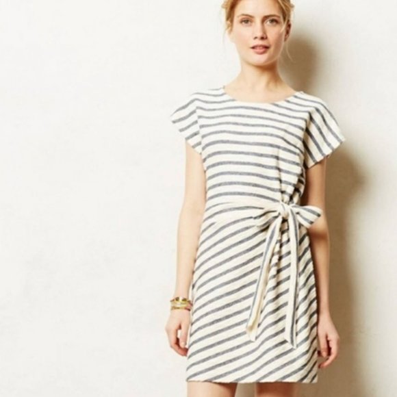 Saturday Sunday ANTHROPOLOGIE Striped Yael Side Tie Dress Relaxed & Comfy Size L - Picture 1 of 7